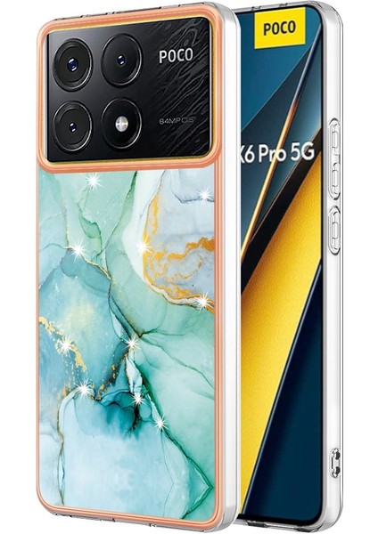 Xiaomi Poco X6 Pro Ince Tpu Koruma Mermer Desen Yumuşak Tampon (Yurt Dışından)