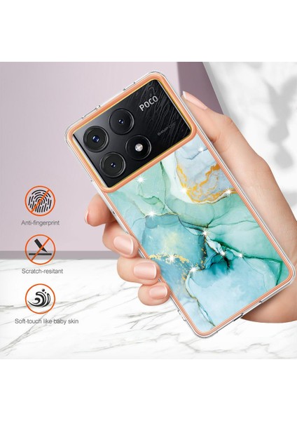 Xiaomi Poco X6 Pro Ince Tpu Koruma Mermer Desen Yumuşak Tampon (Yurt Dışından)