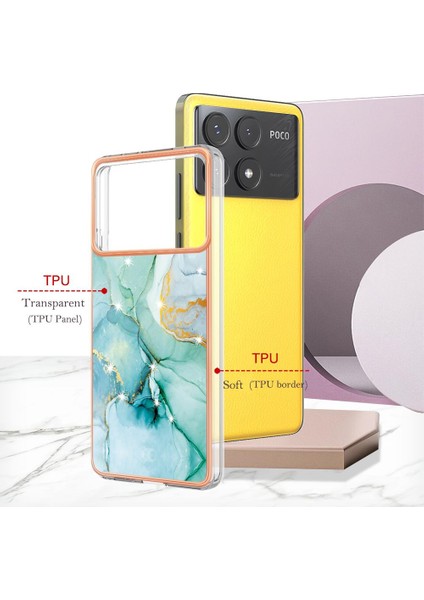 Xiaomi Poco X6 Pro Ince Tpu Koruma Mermer Desen Yumuşak Tampon (Yurt Dışından)