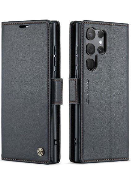Samsung Galaxy S23 Ultra Anti Dolandırıcılık Kickstand Cüzdan Durumda (Yurt Dışından)