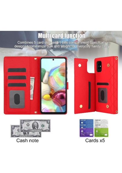 Samsung Galaxy A73 Crossbody Tarzı 5 Kart Yuvaları ile Anti Hırsızlık (Yurt Dışından)