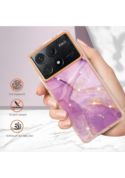 Xiaomi Poco X6 Pro Ince Tpu Koruma Mermer Desen Yumuşak Tampon (Yurt Dışından)