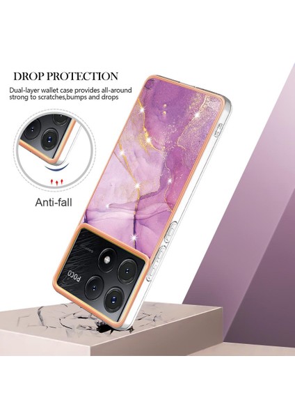 Xiaomi Poco X6 Pro Ince Tpu Koruma Mermer Desen Yumuşak Tampon (Yurt Dışından)