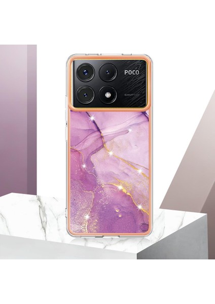 Xiaomi Poco X6 Pro Ince Tpu Koruma Mermer Desen Yumuşak Tampon (Yurt Dışından)