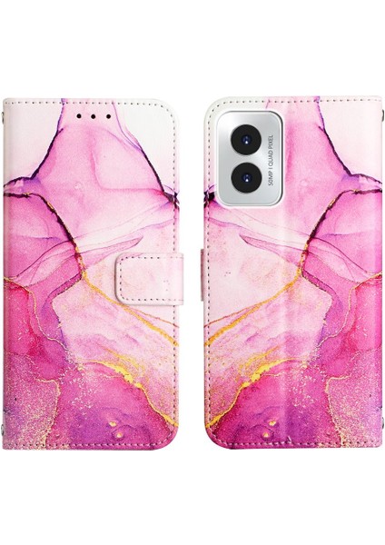 Motorola Moto G Oynamak Için Kılıf 4g 2024 Pu Deri Cüzdan Mermer Desen (Yurt Dışından)