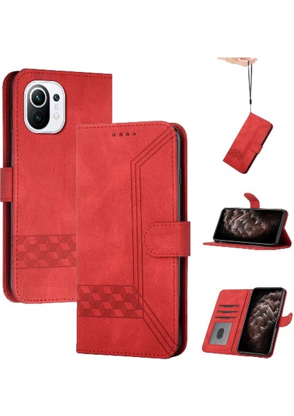 Xiaomi Mi 11 Lite ile Uyumlu Cüzdan Durumda Pu Deri Kart Kapak ile Kullanışlı Standı Özelliği (Yurt Dışından)