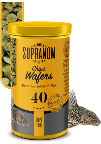Dip Balık Yemi Supranom Chips Wafers Chips Food 250ml (40) (4Adet)