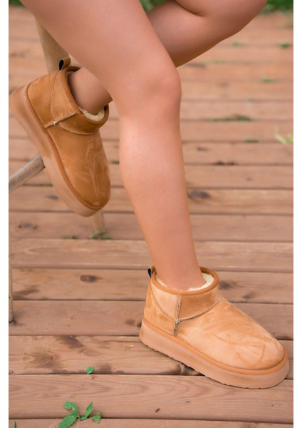 Manny Içi Kürklü Düz Taban Kadın Süet Bot Taba fiyatları