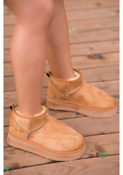 Manny Içi Kürklü Düz Taban Kadın Süet Bot Taba modelleri