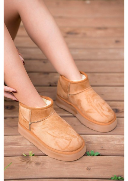 Manny Içi Kürklü Düz Taban Kadın Süet Bot Taba fırsatları