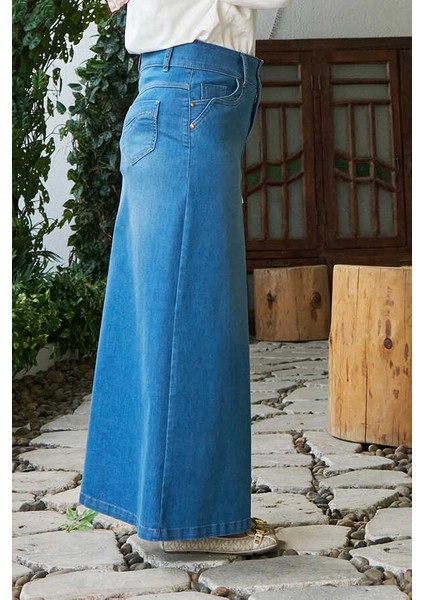2058-DENIM Etek Mavi fiyatları