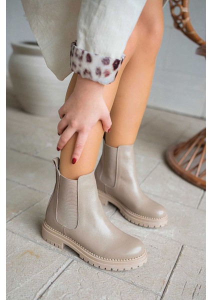 Tiffany Lastikli Hakiki Deri Kadın Postal Vizon