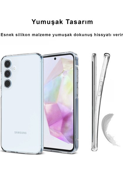 Galaxy A35 Kılıf Şeffaf Kamera Korumalı Esnek Yumuşak Silikon