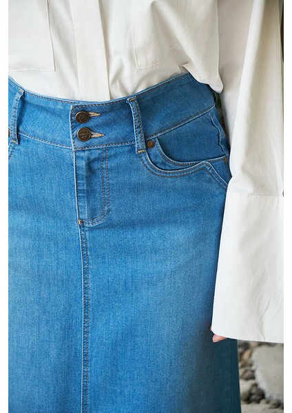 2058-DENIM Etek Mavi fırsatları