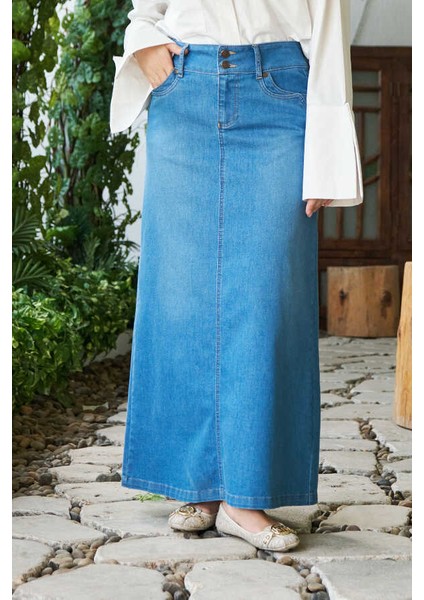2058-DENIM Etek Mavi indirimleri