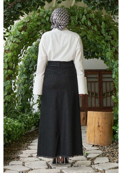 2252-DENIM Püsküllü Etek Siyah fiyatları