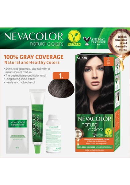 Nc Natural Colors 2'Li Set 1. Siyah Kalıcı Krem Saç Boyası Seti
