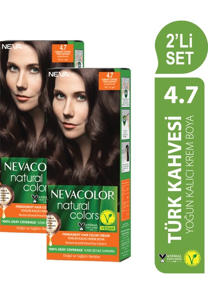 Nc Natural Colors 2'Li Set 4.7 Türk Kahvesi Kalıcı Krem Saç Boyası Seti