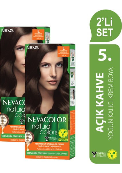 Nc Natural Colors 2'Li Set 5. Açık Kahve Kalıcı Krem Saç Boyası Seti
