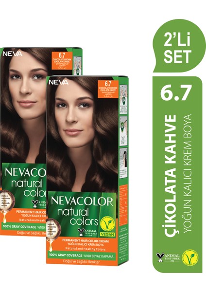 Nc Natural Colors 2'Li Set 6.7 Çikolata Kahve Kalıcı Krem Saç Boyası Seti
