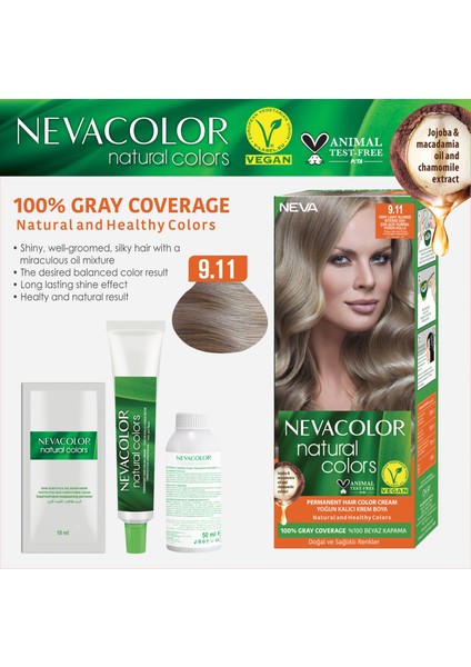 Nc Natural Colors 2'Li Set 9.11 Çok Açık Kumral Yoğun Küllü Kalıcı Krem Saç Boyası Seti fiyatları