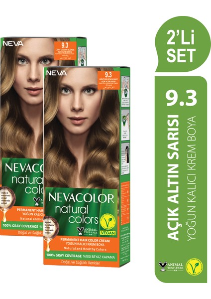 Nc Natural Colors 2'Li Set 9.3 Açık Altın Sarısı Kalıcı Krem Saç Boyası Seti