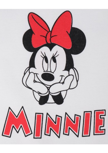 Kız Bebek Mickey Mouse Baskılı Çıtçıtlı Uzun Kol Tulum