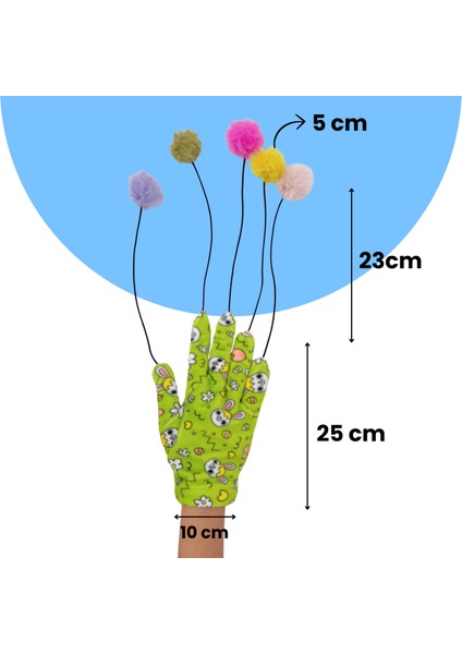 Kedi Aktivite Oyuncak Seti 3 Adet Kedi Oyuncağı Ponponlu Sihirli Eldiven, Lastikli Oyun Oltası Ve  Peluş Oyuncak