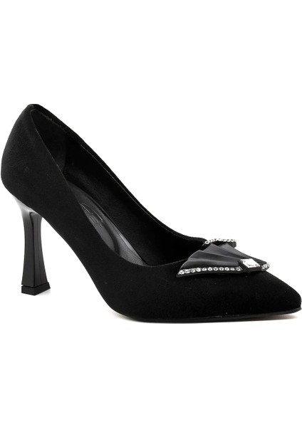 872 Kadın Kadife Taşlı Stiletto