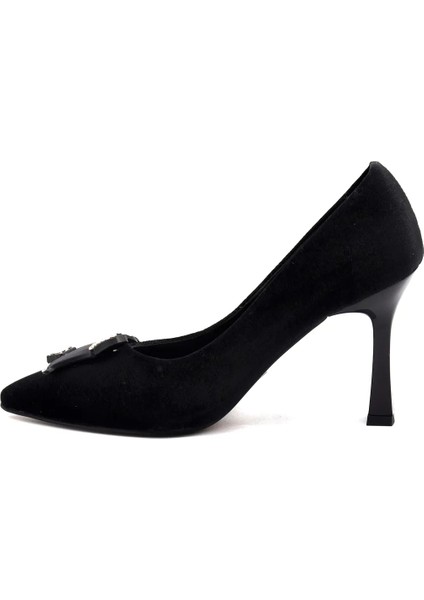 872 Kadın Kadife Taşlı Stiletto