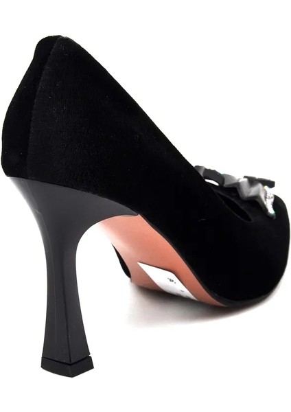 872 Kadın Kadife Taşlı Stiletto