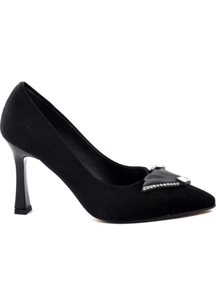 872 Kadın Kadife Taşlı Stiletto