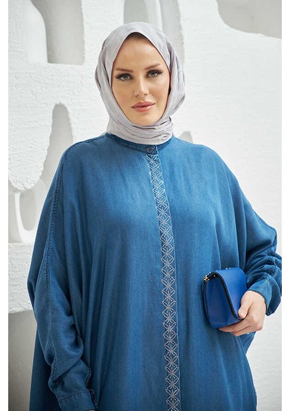 6571-TAŞLI Tensel Abaya Koyu Mavi fiyatları