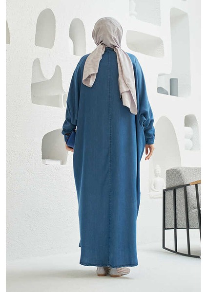6571-TAŞLI Tensel Abaya Koyu Mavi modelleri