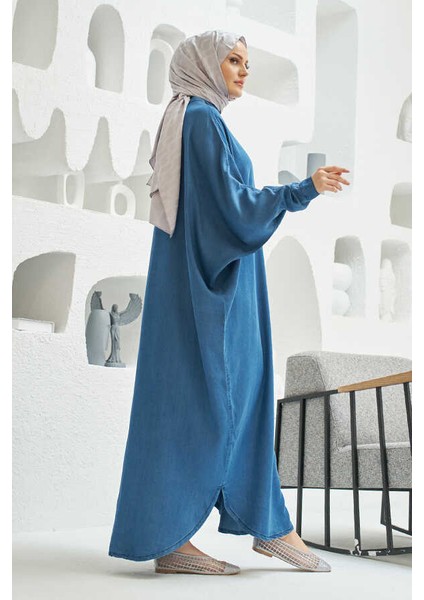 6571-TAŞLI Tensel Abaya Koyu Mavi fırsatları