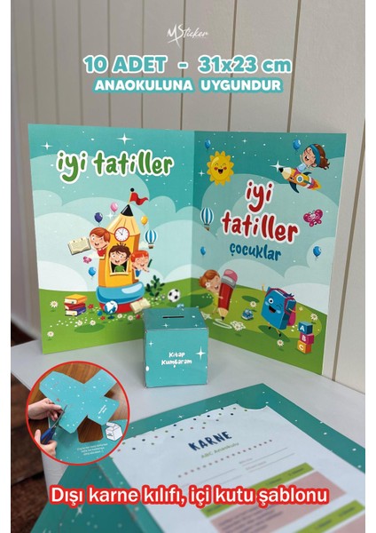 Mezuniyet Karne Kabı Kılıfı 10 Adet Büyük Boy Kutuya Dönüşebilen Karne Kabı Ilkokul Anaokulu modelleri