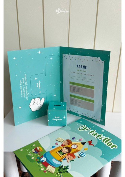 Mezuniyet Karne Kabı Kılıfı 10 Adet Büyük Boy Kutuya Dönüşebilen Karne Kabı Ilkokul Anaokulu