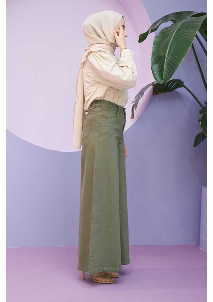 1162-GABARDIN Pantolon Etek Haki modelleri