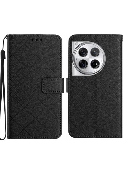 Oneplus 12 5g Elmas Kabartmalı Kart Yuvası Için Flip Case El Pu ile Standı (Yurt Dışından)