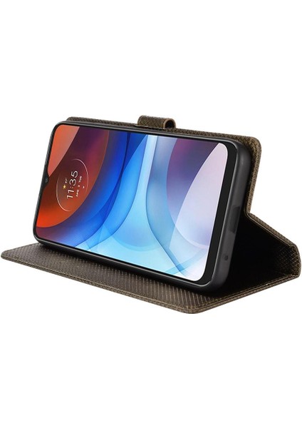 Motorola Moto E7 Güç Kickstand Manyetik Cüzdan Kapak Kart Tutucu Için Kılıf (Yurt Dışından)