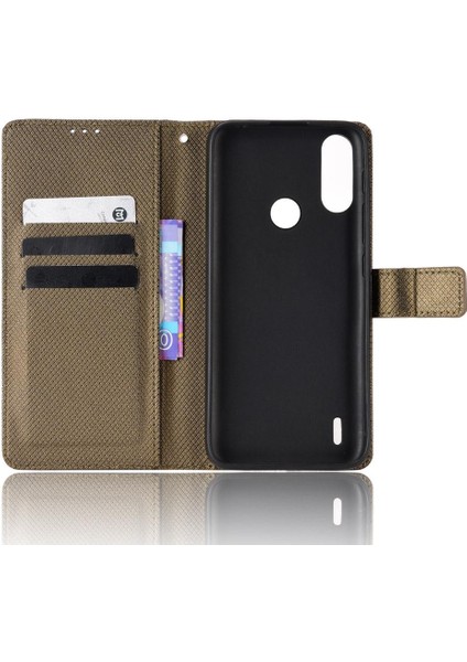 Motorola Moto E7 Güç Kickstand Manyetik Cüzdan Kapak Kart Tutucu Için Kılıf (Yurt Dışından)