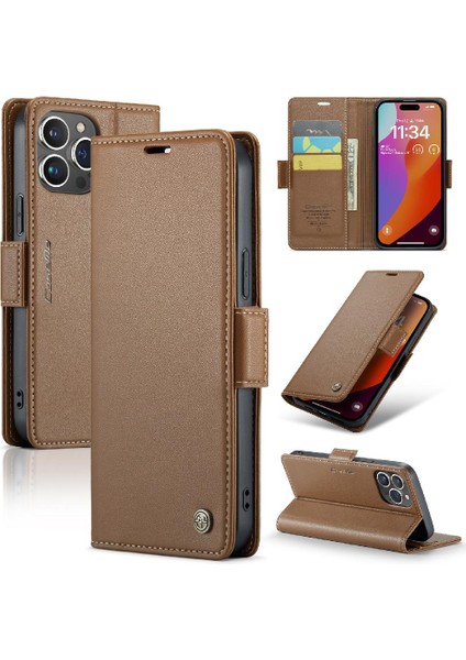 IPhone 15 Pro Anti Dolandırıcılık Kart Yuvası Kickstand Darbeye Dayanıklı (Yurt Dışından)