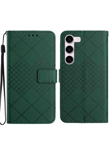 Samsung Galaxy S23 Artı Cüzdan Pu Deri Elmas Kabartmalı Için Flip Case (Yurt Dışından)