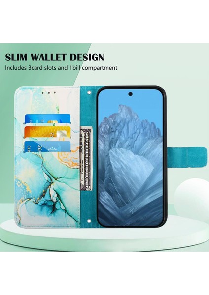 Google Piksel 9 Mermer Desen Kickstand Cüzdan Pu Deri Için Kılıf (Yurt Dışından) fırsatları