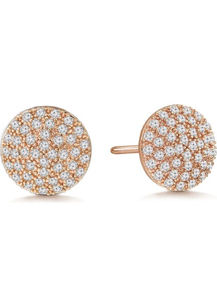 925 Ayar Gümüş Zirkon Taşlı Rose Gold Yuvarlak Küpe fiyatları