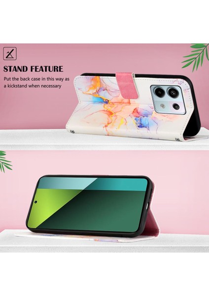 Xiaomi Redmi Için Not 13 Pro 5g Pu Deri Mermer Desen Cüzdan (Yurt Dışından)