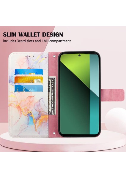 Xiaomi Redmi Için Not 13 Pro 5g Pu Deri Mermer Desen Cüzdan (Yurt Dışından)