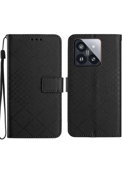 Xiaomi 14 Elmas Kabartmalı Kart Yuvası Için Flip Case El Kayışı ile Standı (Yurt Dışından)