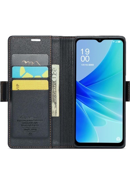 Oppo A77 4G/A77S Kickstand Cüzdan Kılıf Anti Dolandırıcılık Durumda (Yurt Dışından) modelleri
