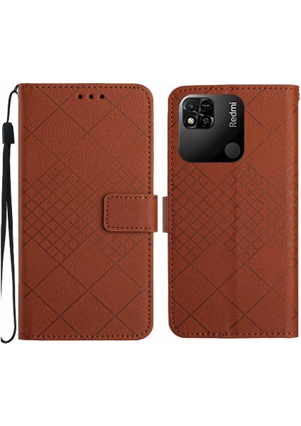 El Kayışı Cüzdan Pu ile Xiaomi Redmi 9c Manyetik Kapak Için Flip Case (Yurt Dışından)